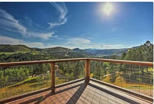 Deck view from the Deadwood Dream vacation home near Sturgis
